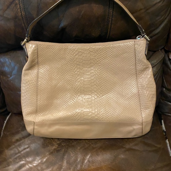 Coach F31283 Charlie Python Hobo Handbag Beige/Camel Color - Picture 4 of 6